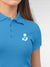 Back view of Fighterhero Women's Blue Polo T-shirt, highlighting the modern look and clean finish