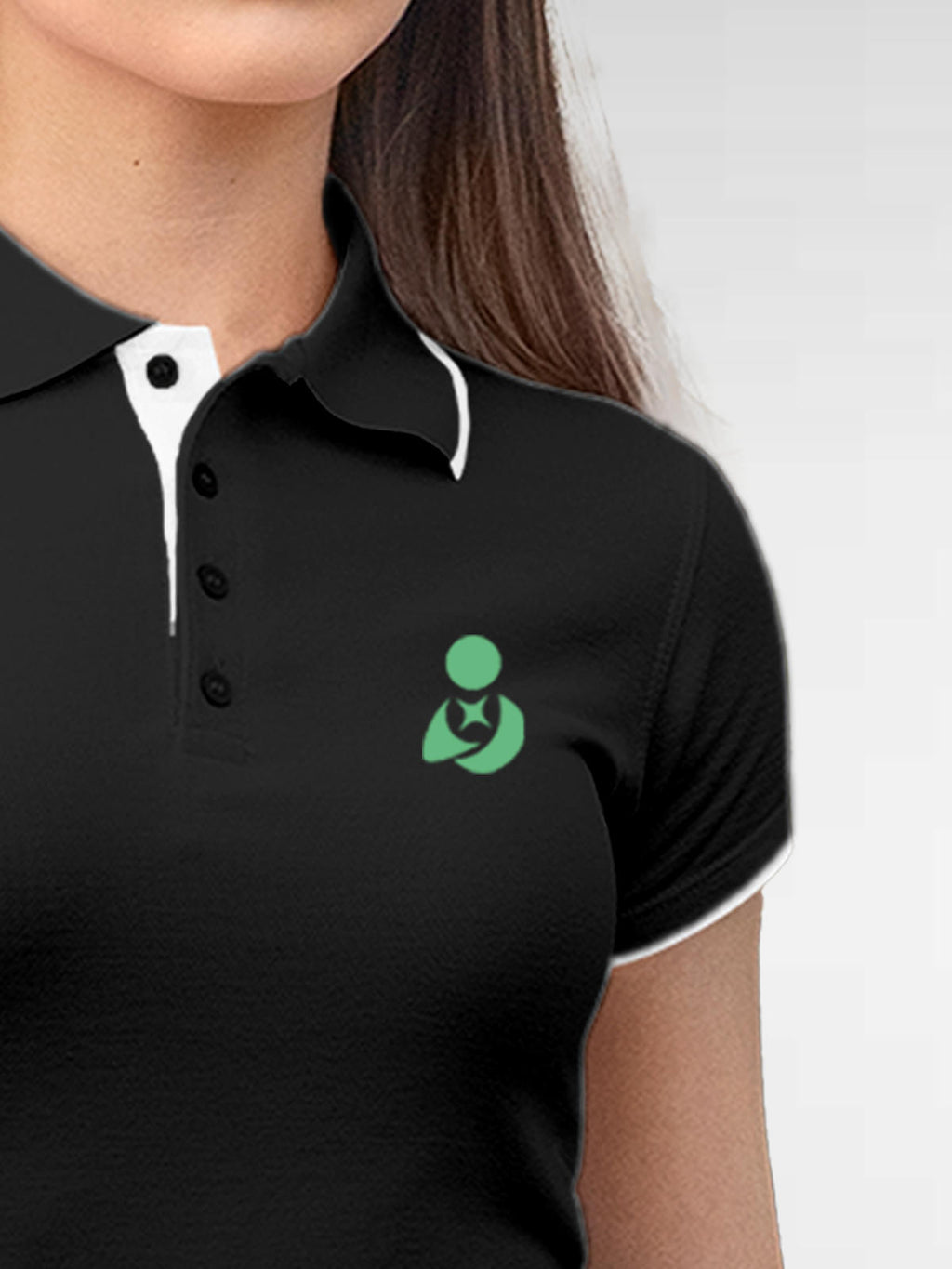 Back view of Fighterhero Women's Dark Grey Polo T-shirt, highlighting the modern look and clean finish