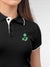 Back view of Fighterhero Women's Dark Grey Polo T-shirt, highlighting the modern look and clean finish