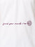 Close up of 'Find Your Mark' design on Men's White Polo T-shirt, highlighting intricate details and vibrant print.