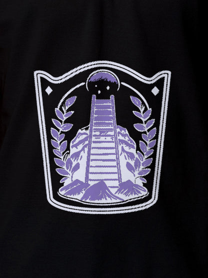 Close up of 'Ambition' design on Men's Black Polo T-shirt, highlighting intricate details and vibrant print.