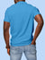 Back view of Fighterhero Men's Blue Polo T-shirt, highlighting the modern look and clean finish