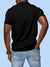 Back view of Fighterhero Men's Black Polo T-shirt, highlighting the modern look and clean finish