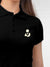 Back view of Fighterhero Women's Black Polo T-shirt, highlighting the modern look and clean finish