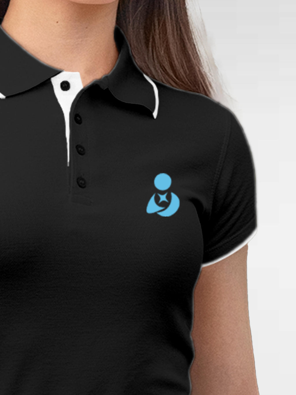 Back view of Fighterhero Women's Dark Grey Polo T-shirt, highlighting the modern look and clean finish
