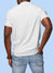 Back view of Fighterhero Men's White Polo T-shirt, highlighting the modern look and clean finish