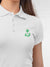 Back view of Fighterhero Women's White Polo T-shirt, highlighting the modern look and clean finish