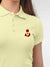 Back view of Fighterhero Women's Yellow Polo T-shirt, highlighting the modern look and clean finish