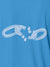 Close up of 'Boundless' design on Women's Blue Polo T-shirt, highlighting intricate details and vibrant print.