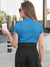 Back view of Fighterhero Women's Blue Polo T-shirt with 'Boundless' design, highlighting the modern look and clean finish
