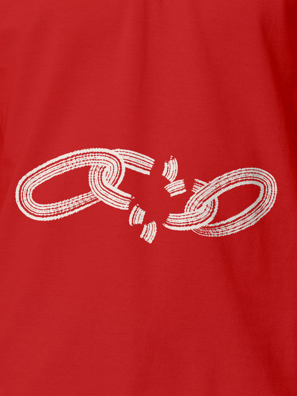 Close up of 'Boundless' design on Men's Red Polo T-shirt, highlighting intricate details and vibrant print.