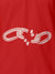 Close up of 'Boundless' design on Men's Red Polo T-shirt, highlighting intricate details and vibrant print.