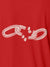 Close up of 'Boundless' design on Women's Red Polo T-shirt, highlighting intricate details and vibrant print.