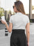 Back view of Fighterhero Women's White Polo T-shirt with 'Boundless' design, highlighting the modern look and clean finish