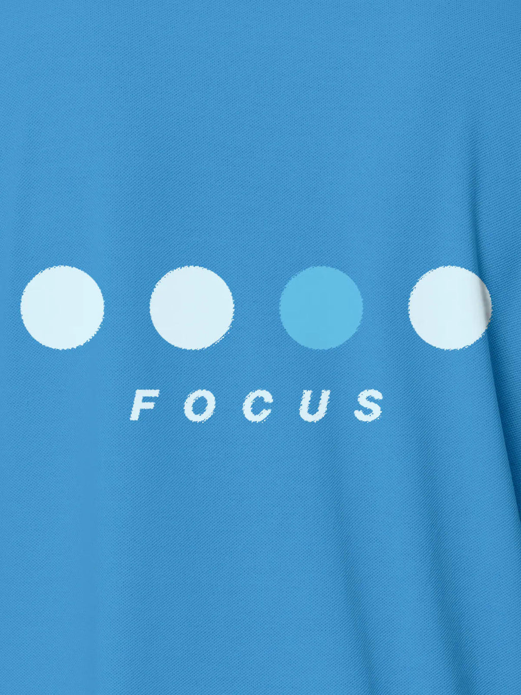 Front view of Fighterhero Men's Blue Collar T-shirt, highlighting the 'Focus' print design on the chest.