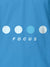Front view of Fighterhero Women's Blue Collar T-shirt, highlighting the 'Focus' print design on the chest.