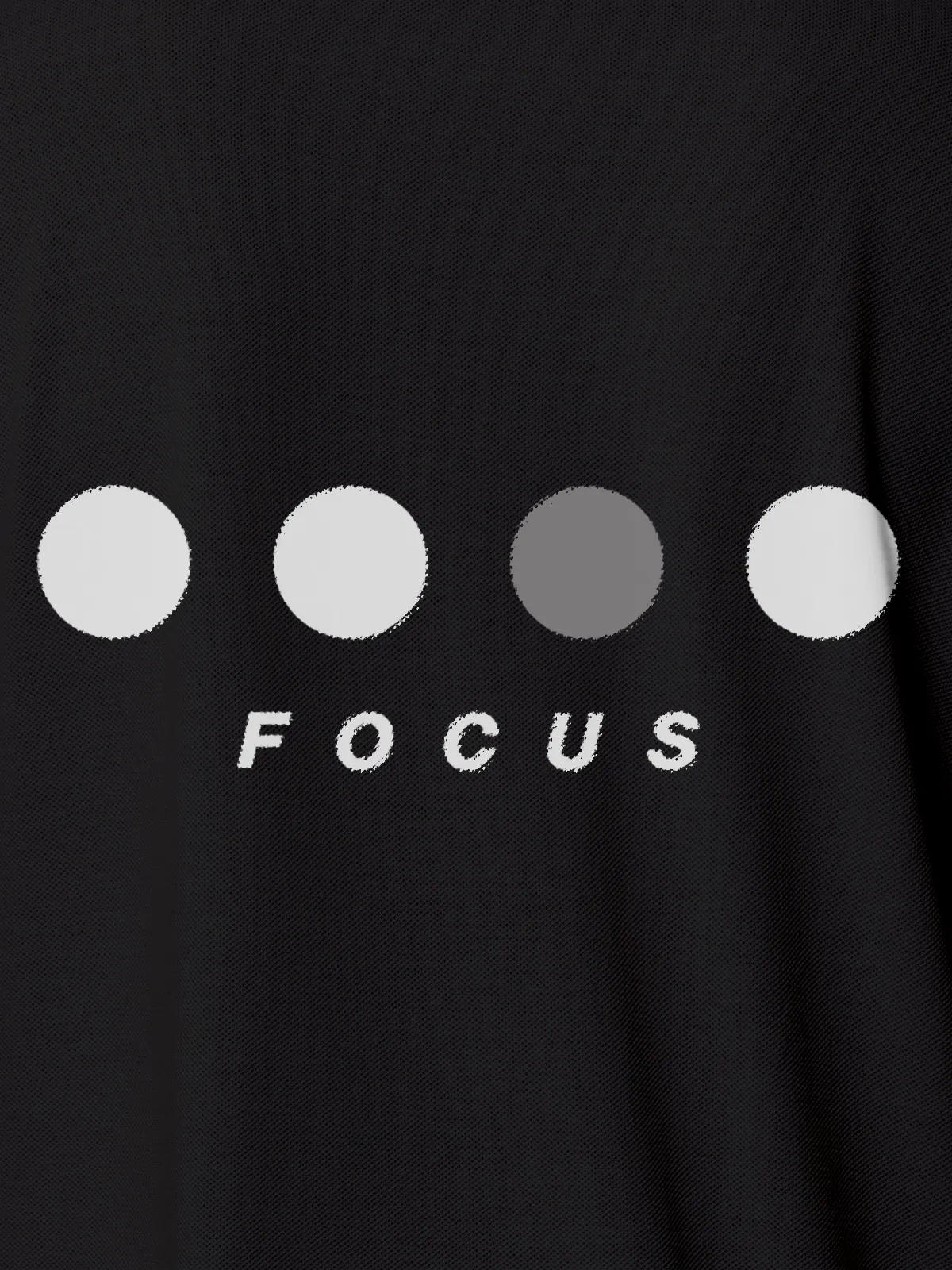 Front view of Fighterhero Men's Dark Grey Collar T-shirt, highlighting the 'Focus' print design on the chest.