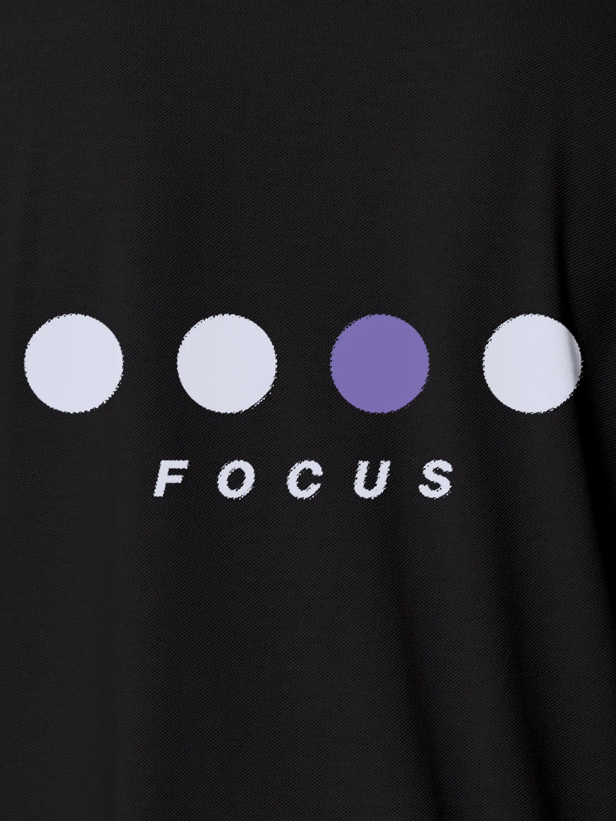 Front view of Fighterhero Men's Dark Grey Collar T-shirt, highlighting the 'Focus' print design on the chest.