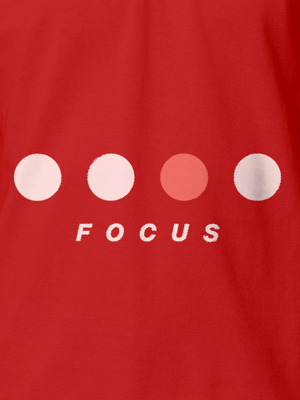Front view of Fighterhero Women's Red Collar T-shirt, highlighting the 'Focus' print design on the chest.