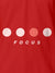 Front view of Fighterhero Women's Red Collar T-shirt, highlighting the 'Focus' print design on the chest.