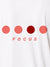 Front view of Fighterhero Men's White Collar T-shirt, highlighting the 'Focus' print design on the chest.