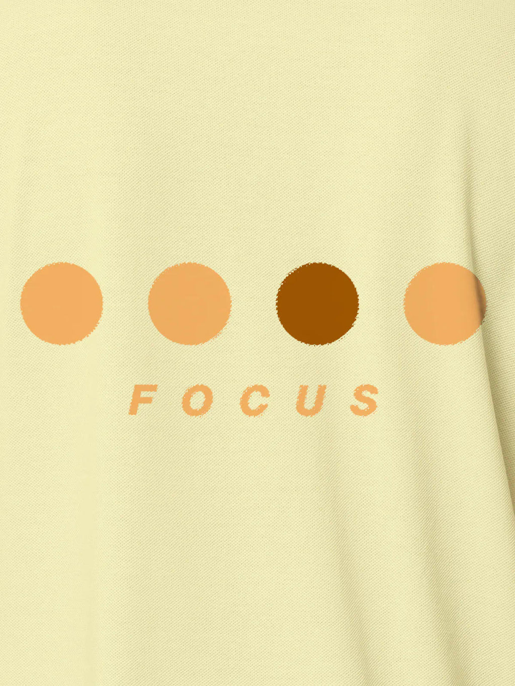 Front view of Fighterhero Men's Yellow Collar T-shirt, highlighting the 'Focus' print design on the chest.