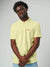 Close up of 'Focus' design on Men's Yellow Collar T-shirt, highlighting intricate details and vibrant print.