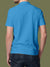 Back view of Fighterhero Men's Blue Polo T-shirt, highlighting the modern look and clean finish