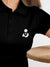 Back view of Fighterhero Women's Black Polo T-shirt, highlighting the modern look and clean finish