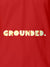 Close up of 'Grounded' design on Men's Red Polo T-shirt, highlighting intricate details and vibrant print.