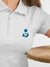 Back view of Fighterhero Women's White Polo T-shirt, highlighting the modern look and clean finish