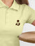 Back view of Fighterhero Women's Yellow Polo T-shirt, highlighting the modern look and clean finish