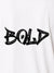 Close up of 'Bold' on Women's White Polo T-shirt, highlighting intricate details and vibrant print.