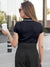 Back view of Fighterhero Women's Navy Blue Polo T-shirt, highlighting the modern look and clean finish