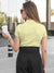 Back view of Fighterhero Women's Yellow Polo T-shirt, highlighting the modern look and clean finish