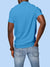 Back view of Fighterhero Men's Blue Polo T-shirt, highlighting the modern look and clean finish