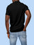 Back view of Fighterhero Men's Black Polo T-shirt, highlighting the modern look and clean finish