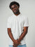 Close up of Men's Plain Solid White Polo T-shirt, showing intricate details and texture