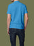 Back view of Fighterhero Men's Blue Polo T-shirt, highlighting the modern look and clean finish