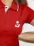 Back view of Fighterhero Women's Red Polo T-shirt, highlighting the modern look and clean finish