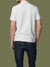 Back view of Fighterhero Men's White Polo T-shirt, highlighting the modern look and clean finish