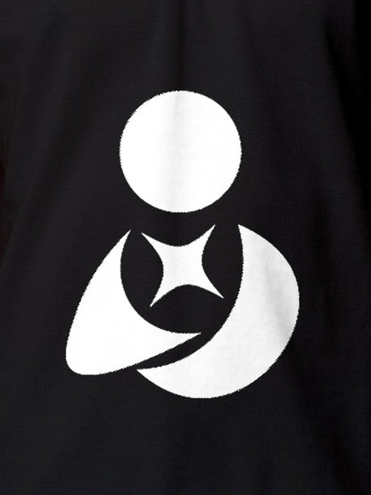 Close up of 'Fighterhero Logo' on Men's Dark Grey Polo T-shirt, highlighting intricate details and vibrant print.