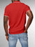 Back view of Fighterhero Men's Red Polo T-shirt, highlighting the modern look and clean finish