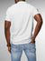 Back view of Fighterhero Men's White Polo T-shirt, highlighting the modern look and clean finish