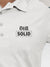 Close up of 'Still Solid' design on Women's White Polo T-shirt, highlighting intricate details and vibrant print.