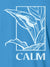 Close up of 'Calm' design on Women's Blue Polo T-shirt, highlighting intricate details and vibrant print.