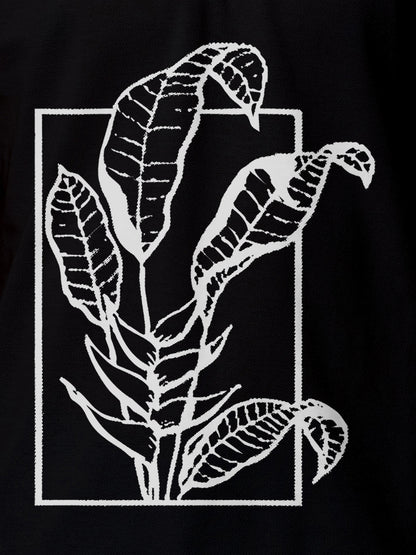 Close up of another 'Calm' design on Men's Black Collar T-shirt, highlighting the vibrant print.
