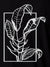 Close up of another 'Calm' design on Women's Black Collar T-shirt, highlighting the vibrant print.
