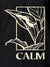 Close up of 'Calm' design on Men's Dark Grey Polo T-shirt, highlighting intricate details and vibrant print.