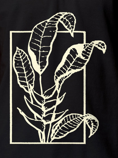 Close up of another 'Calm' design on Men's Dark Grey Collar T-shirt, highlighting the vibrant print.